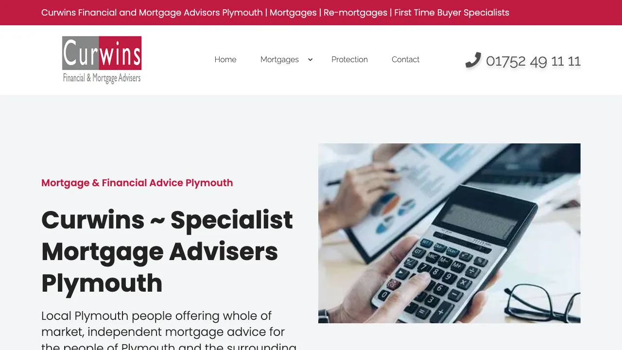 Curwins Financial and Mortgage Advisers Ltd website preview