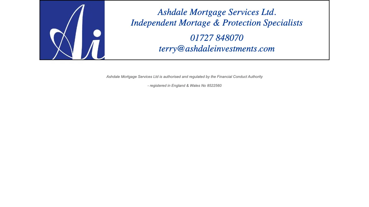 Ashdale Independent Financial Services Ltd. website preview