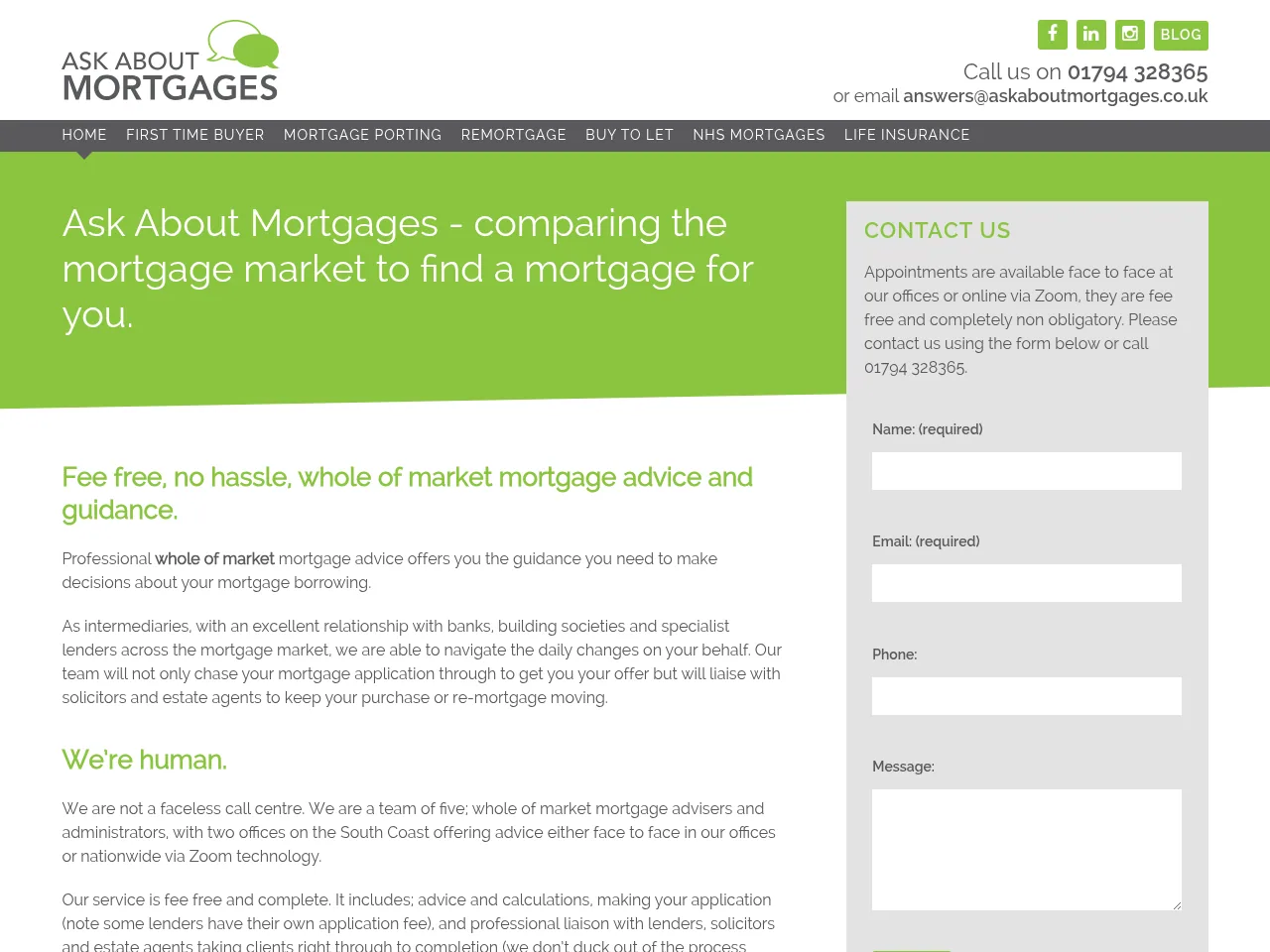 Ask About Mortgages website preview