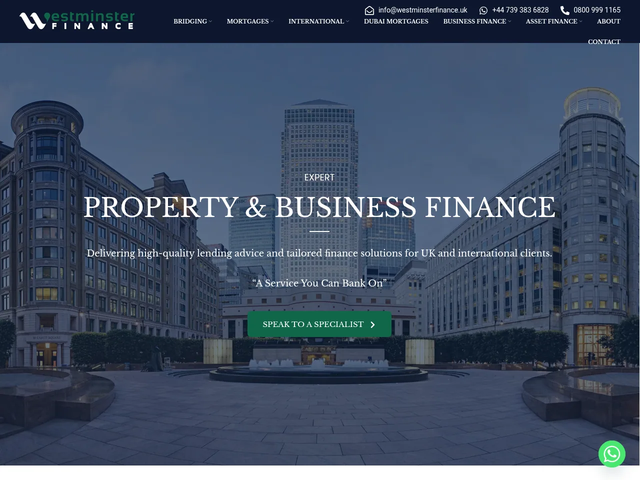 Westminster Finance website preview