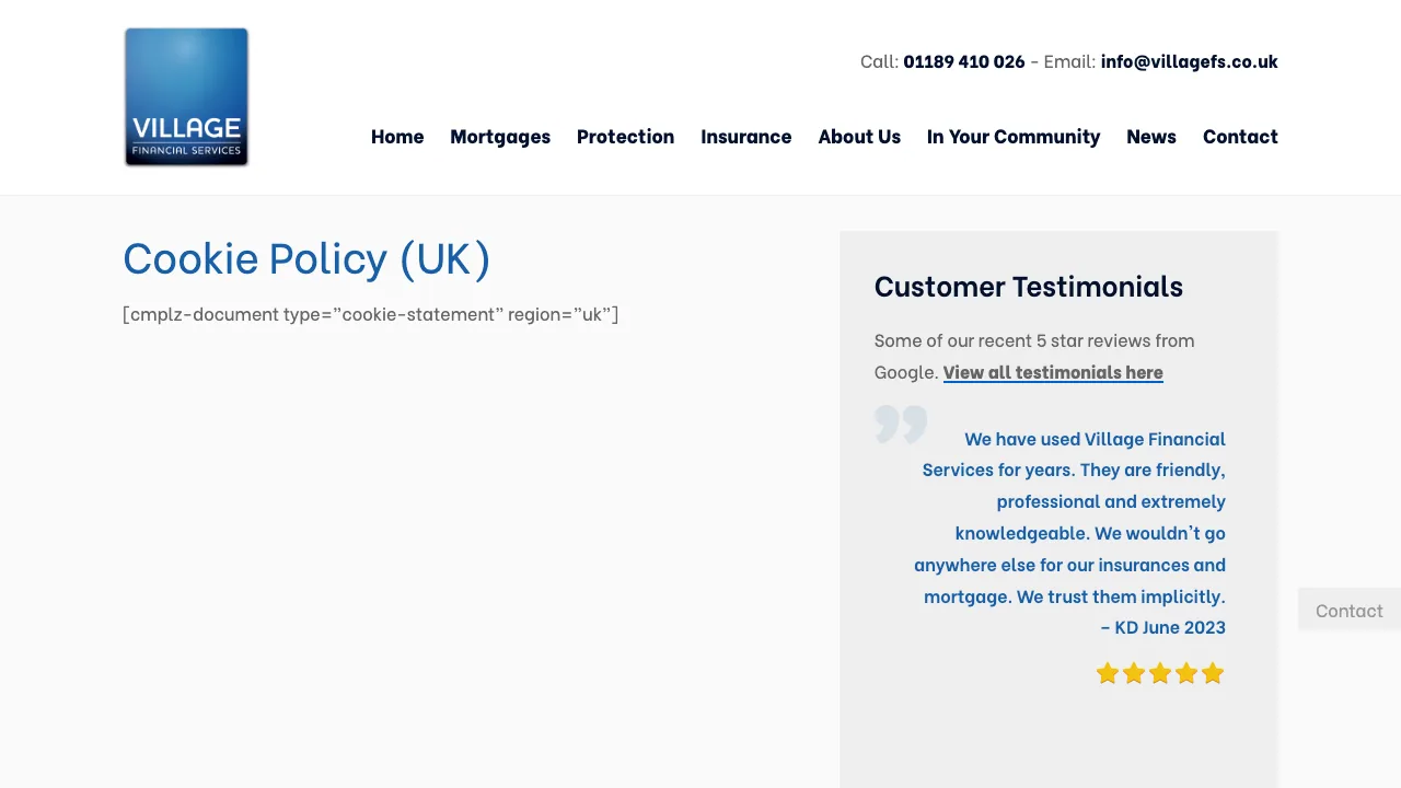 Village Financial Services - Mortgage Broker Reading & Berkshire website preview