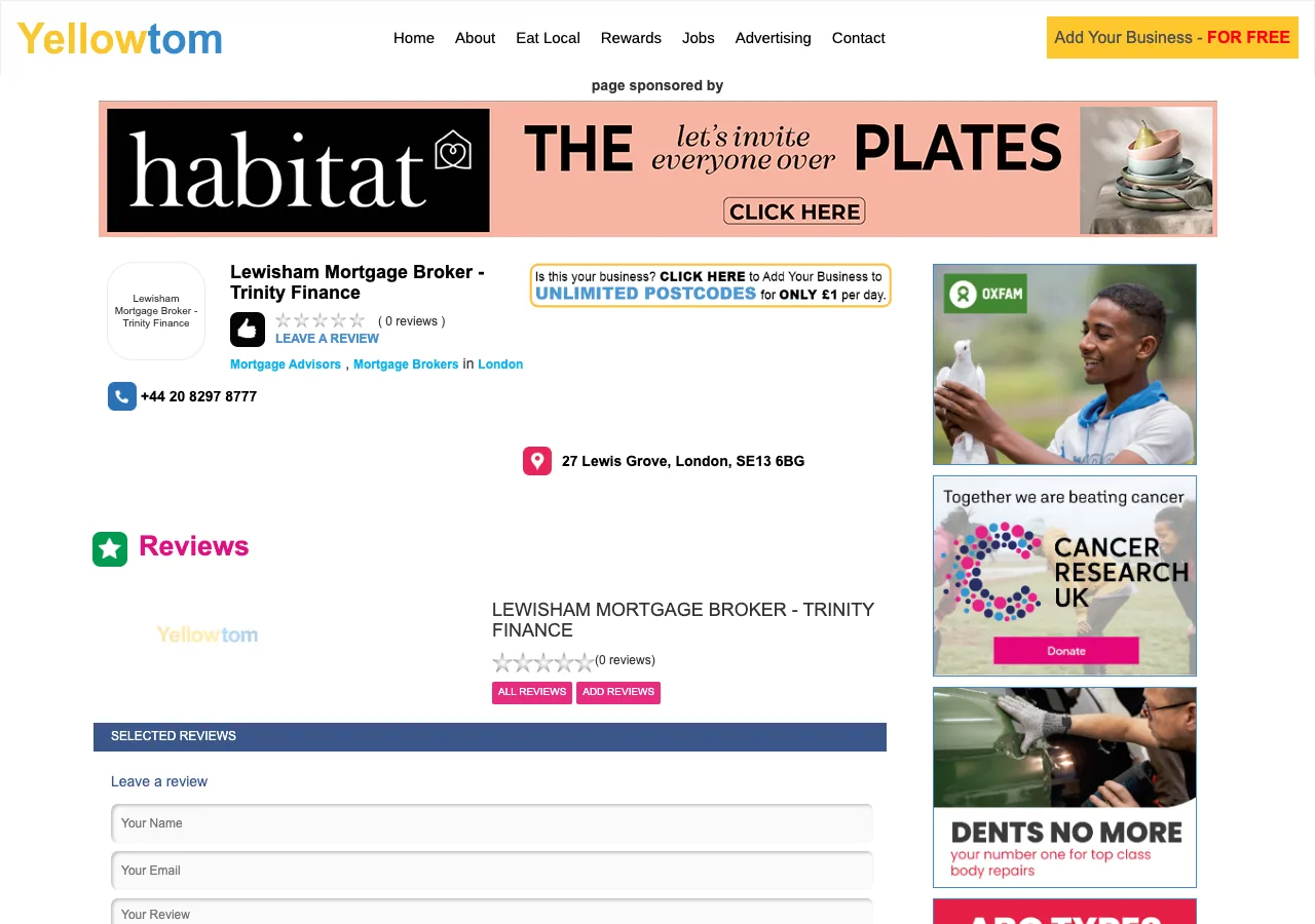 Lewisham Mortgage Broker - Trinity Finance website preview