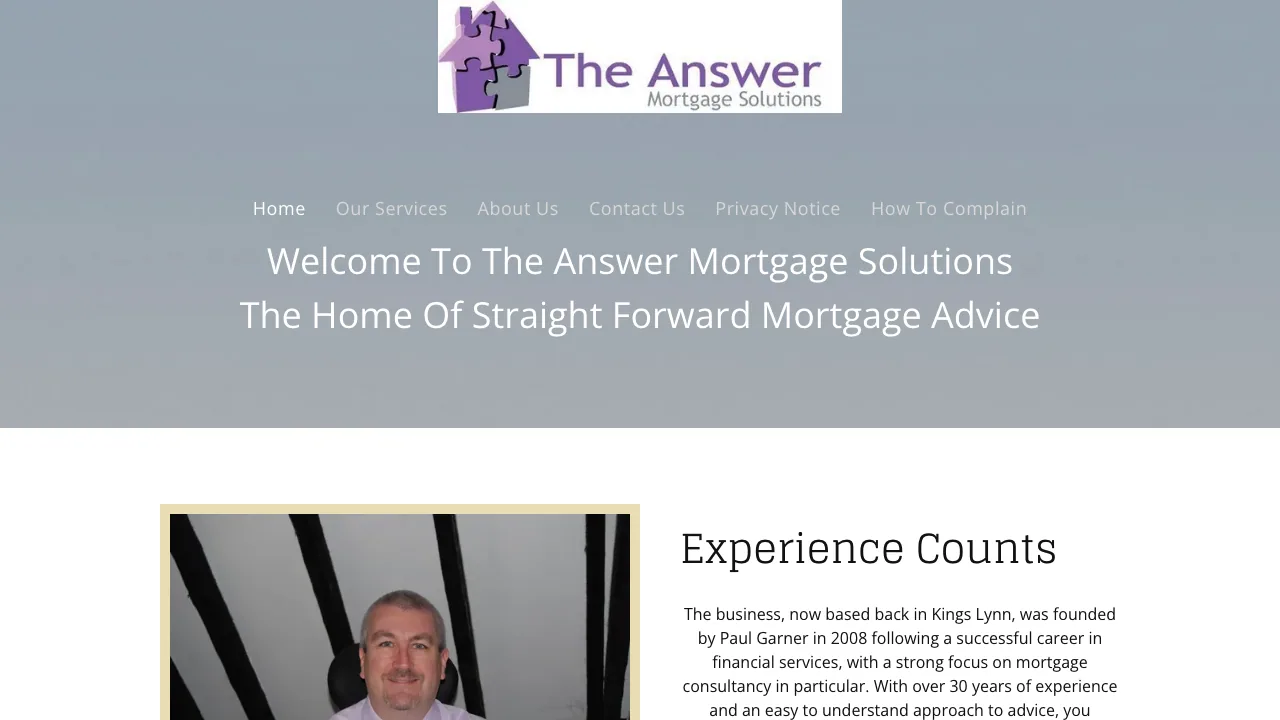 The Answer Mortgage Solutions website preview