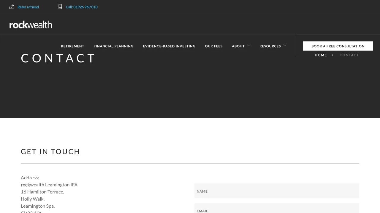 rockwealth Leamington Financial Advisers website preview