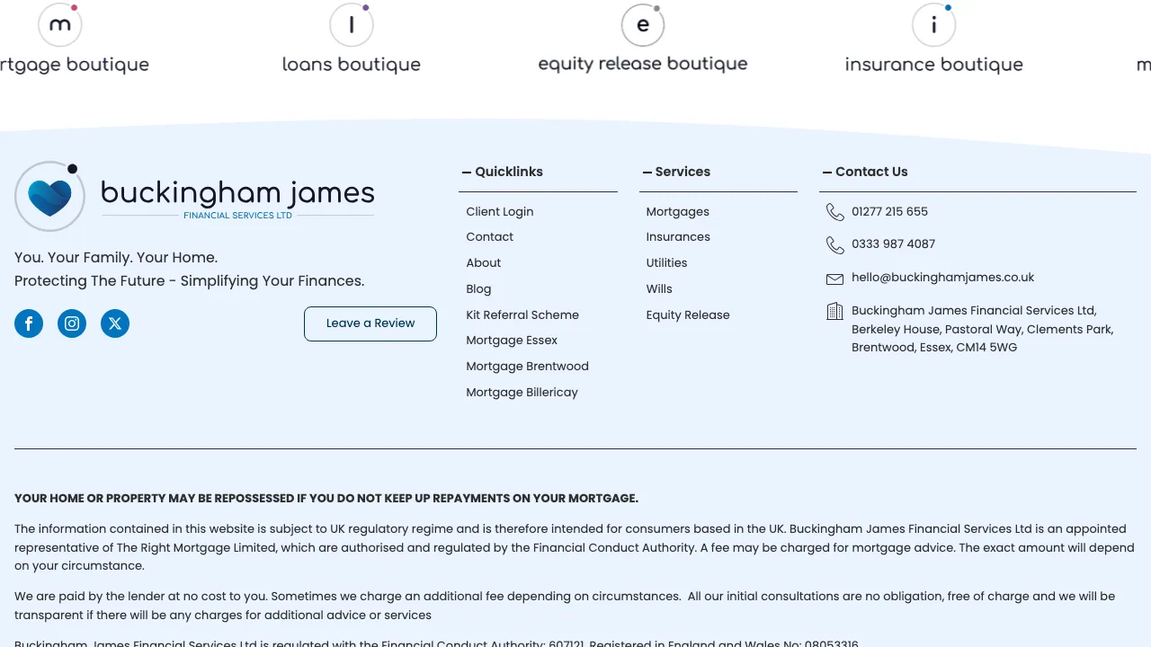 Buckingham James Financial Services website preview