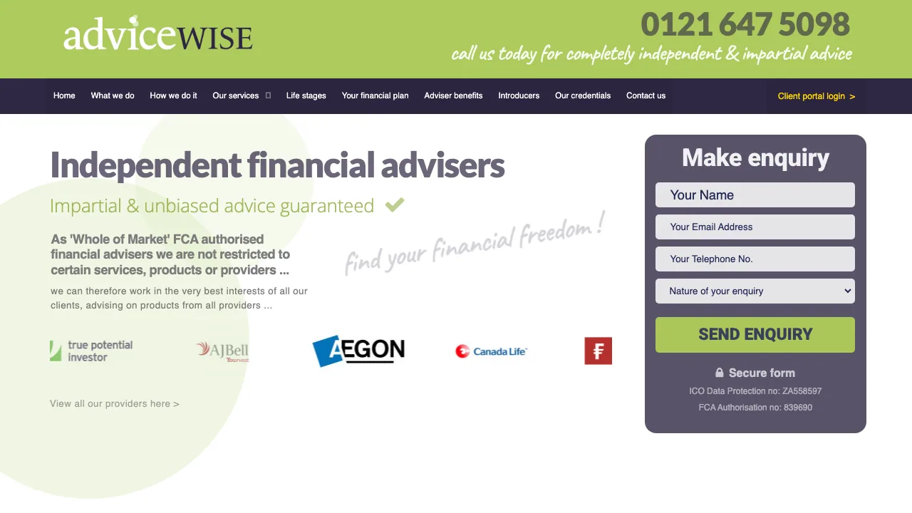 Advice Wise Ltd website preview