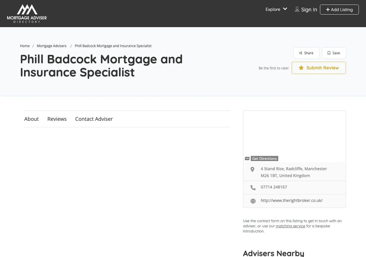 Phill Badcock Mortgage and Insurance specialist website preview