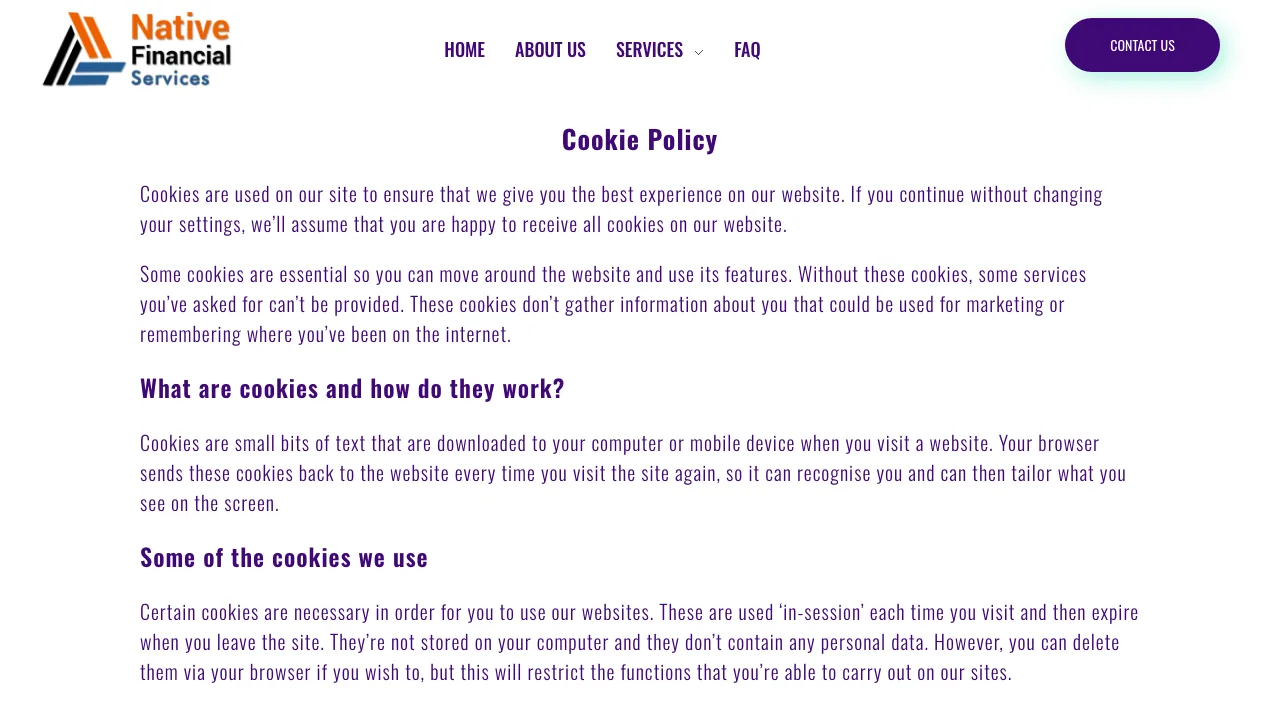Native Financial Services Ltd website preview
