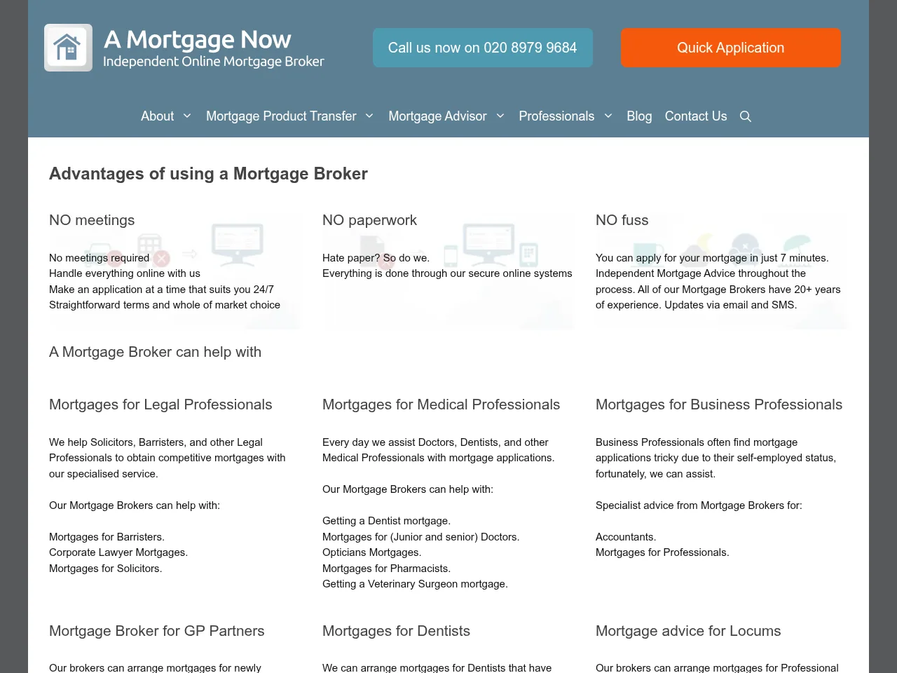 A Mortgage Now website preview