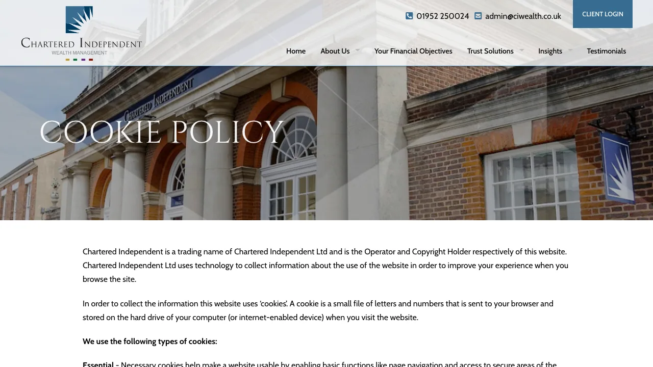 Chartered Independent Ltd - Financial Advisers website preview
