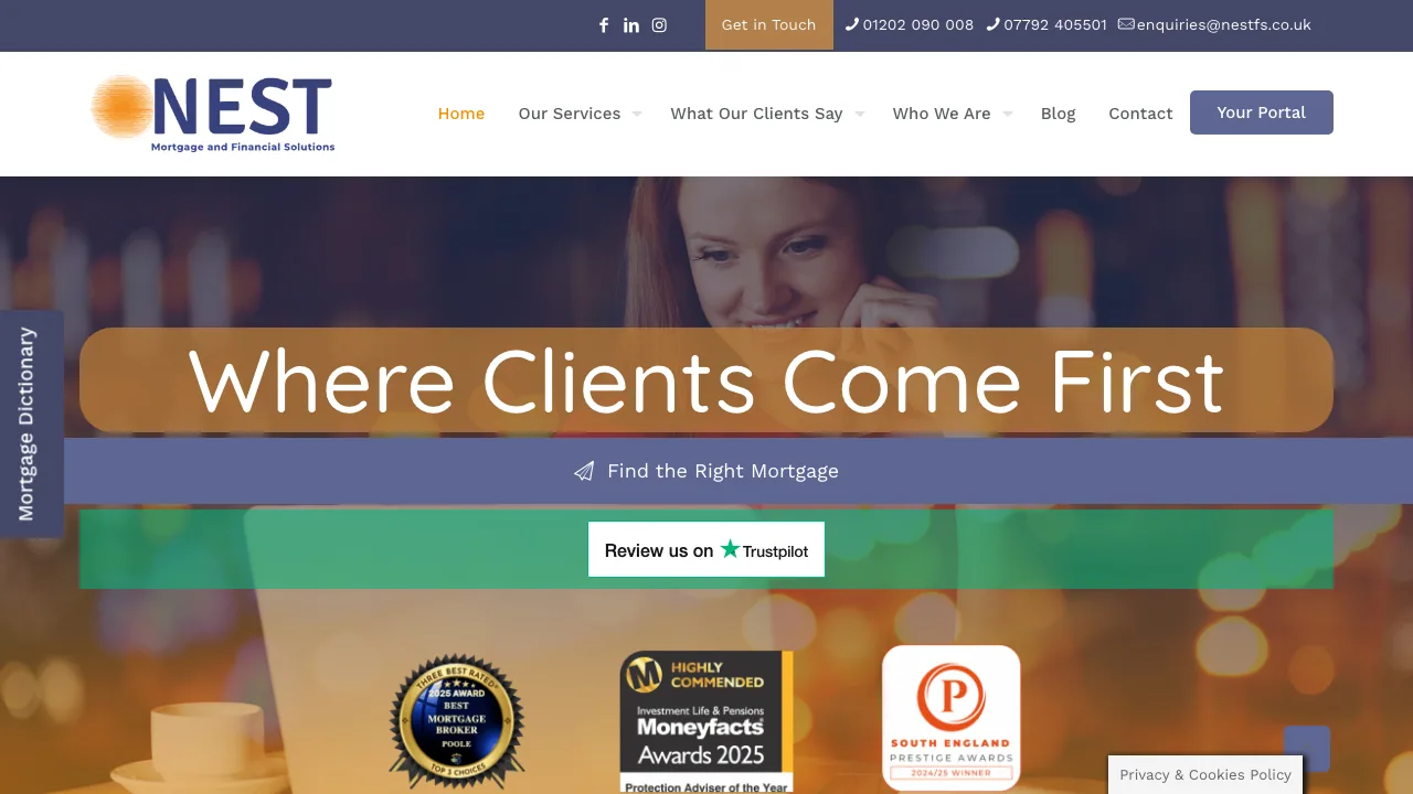 NEST Mortgage and Financial Solutions Ltd website preview