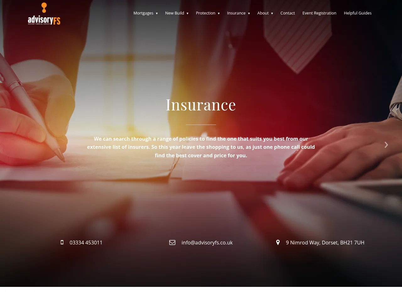 Advisory Financial Services website preview