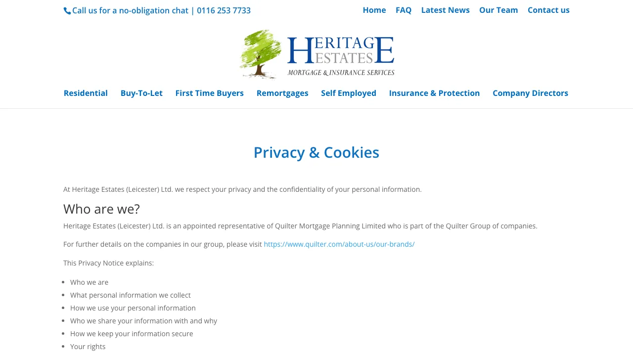 Heritage Estates (Leicester) Ltd website preview