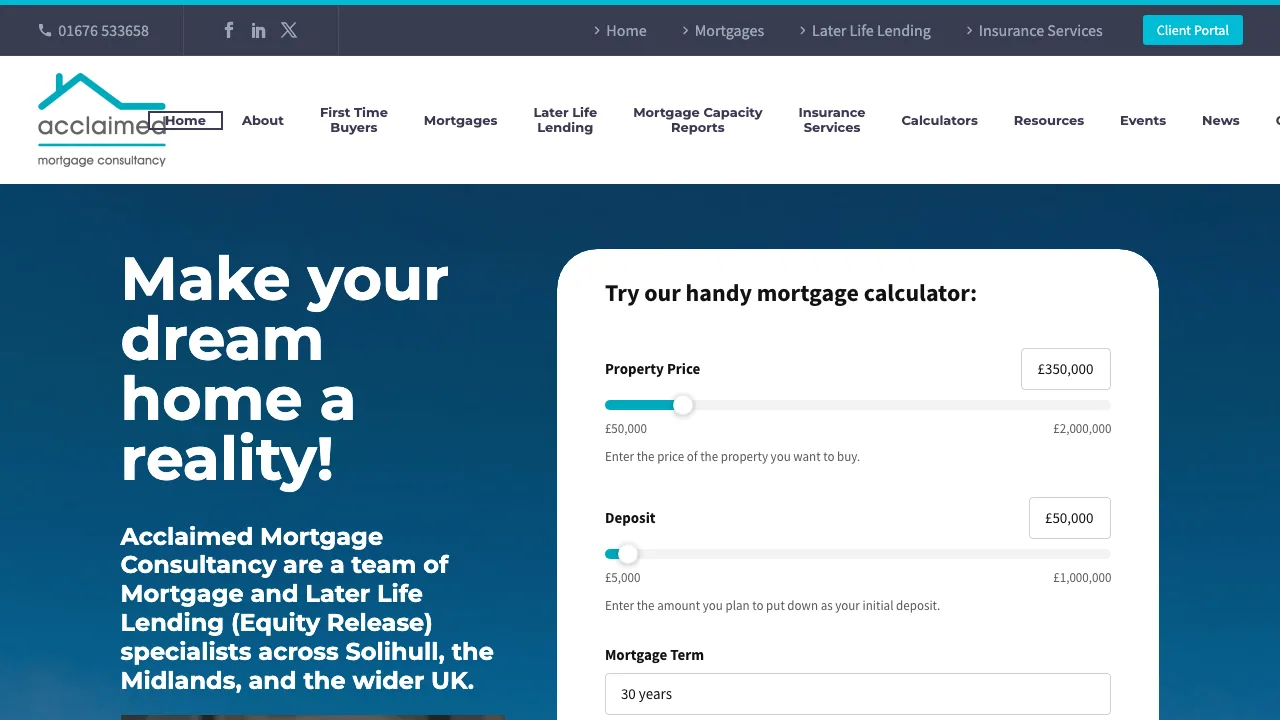 Acclaimed Mortgage Consultancy Ltd website preview