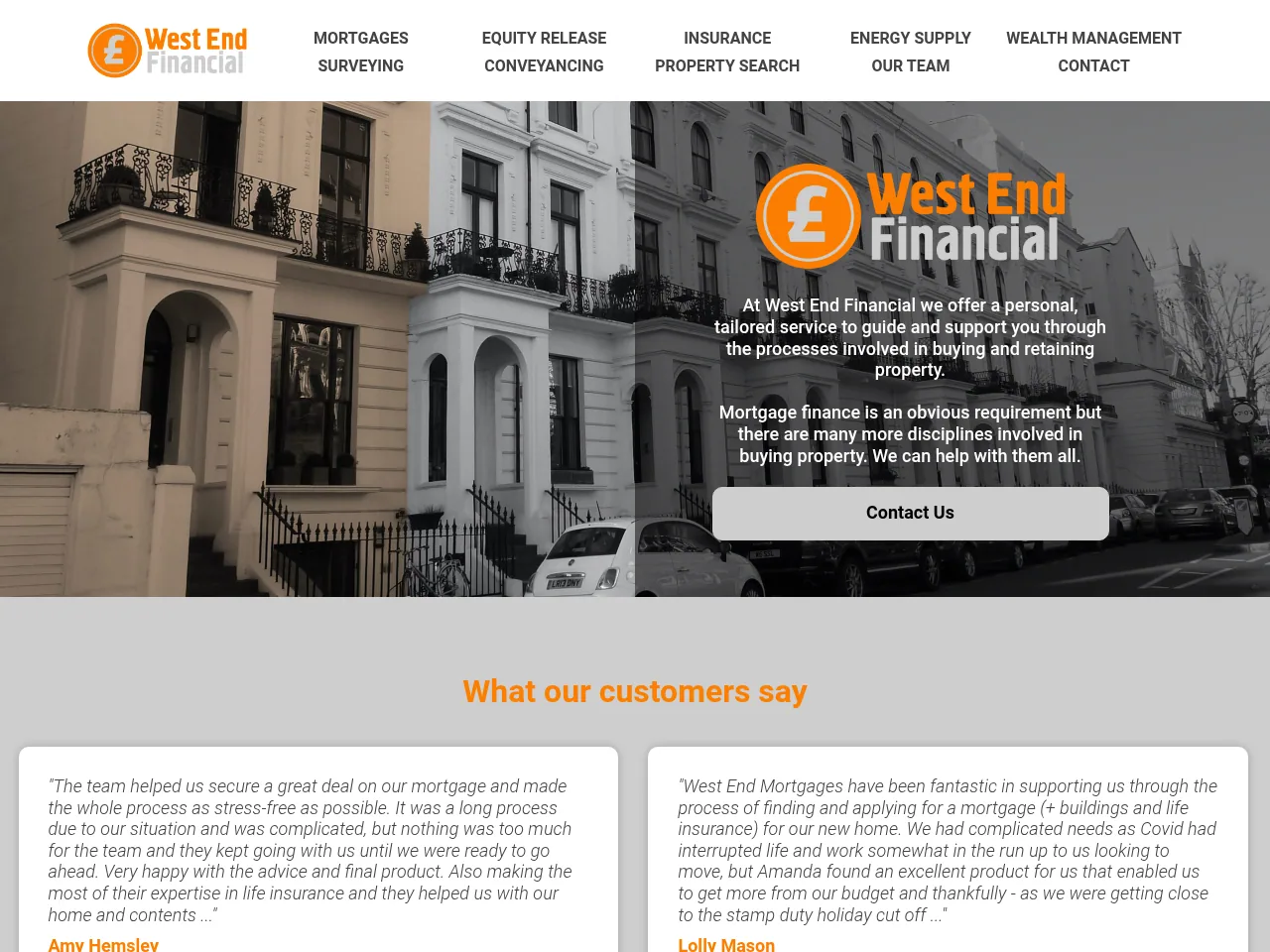 West End Financial website preview