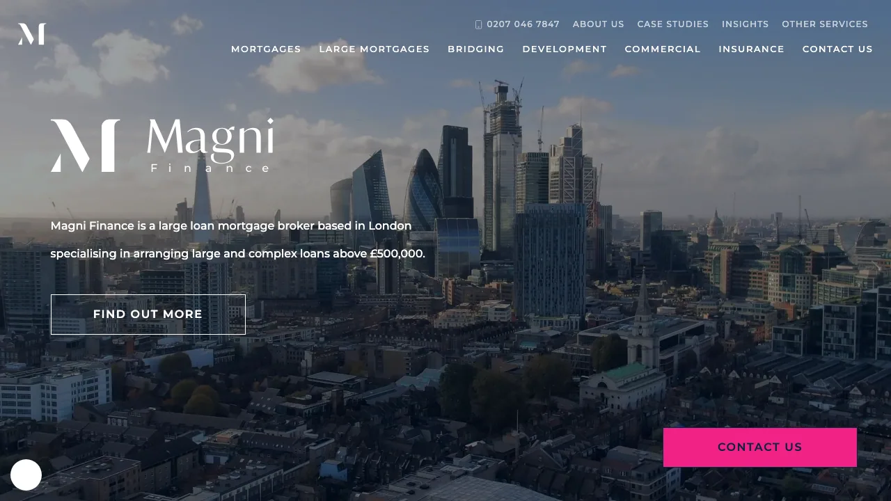 Magni Finance website preview