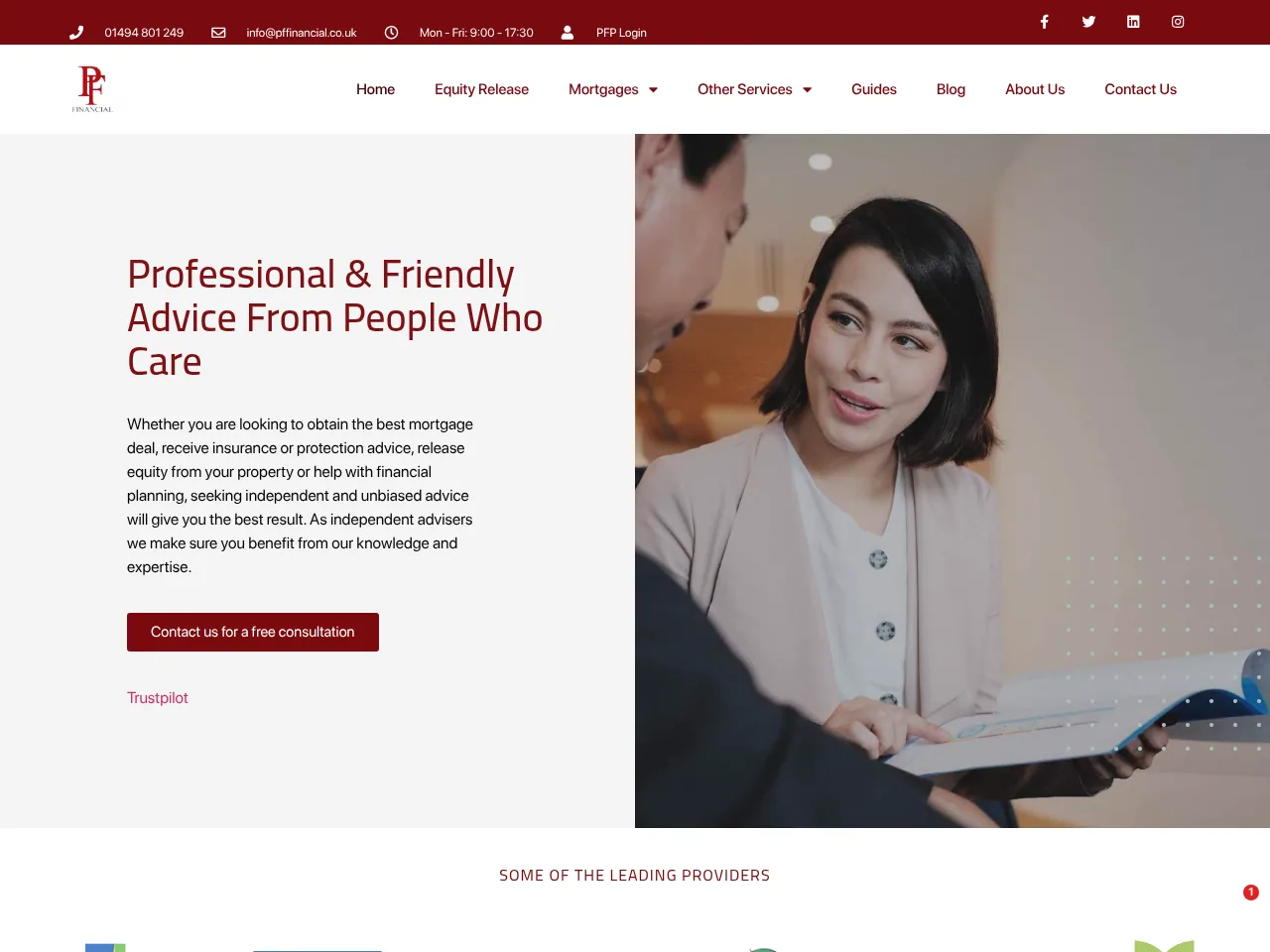 PF Financial website preview