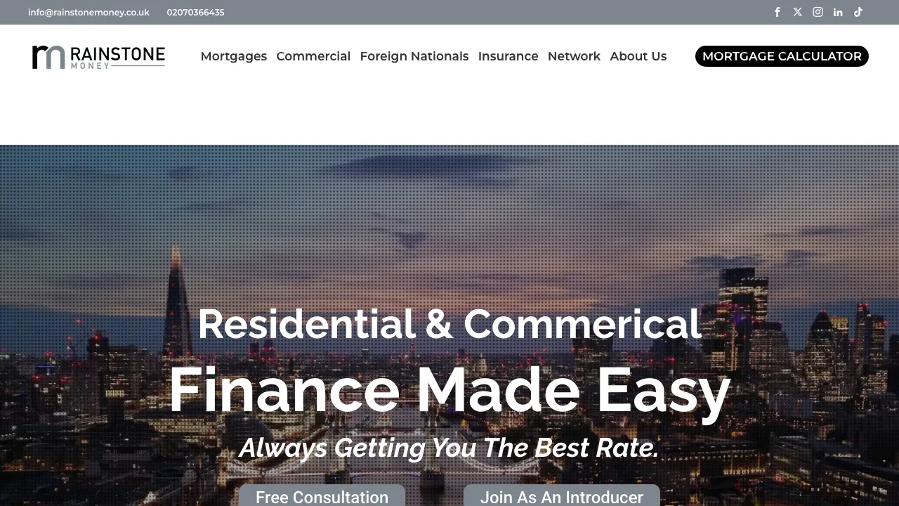 Rainstone Money: Mortgage Broker London website preview