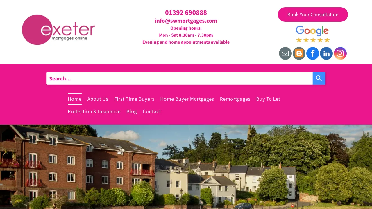 Exeter Mortgages Online website preview