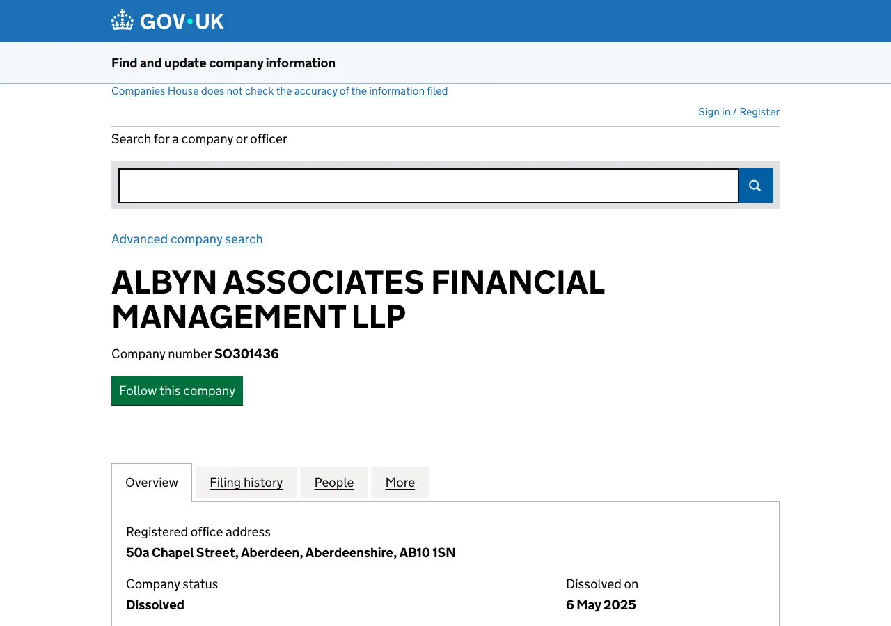 Albyn Associates Financial Management LLP website preview