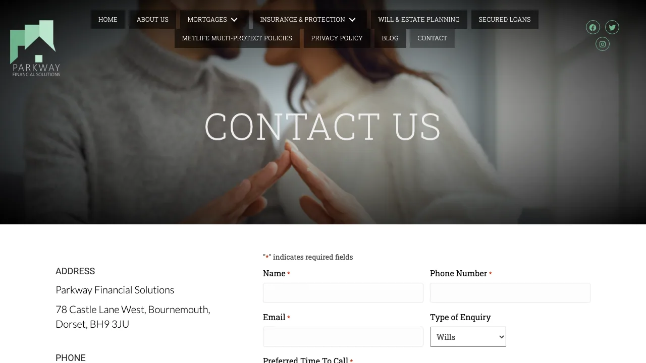 Parkway Financial Solutions website preview