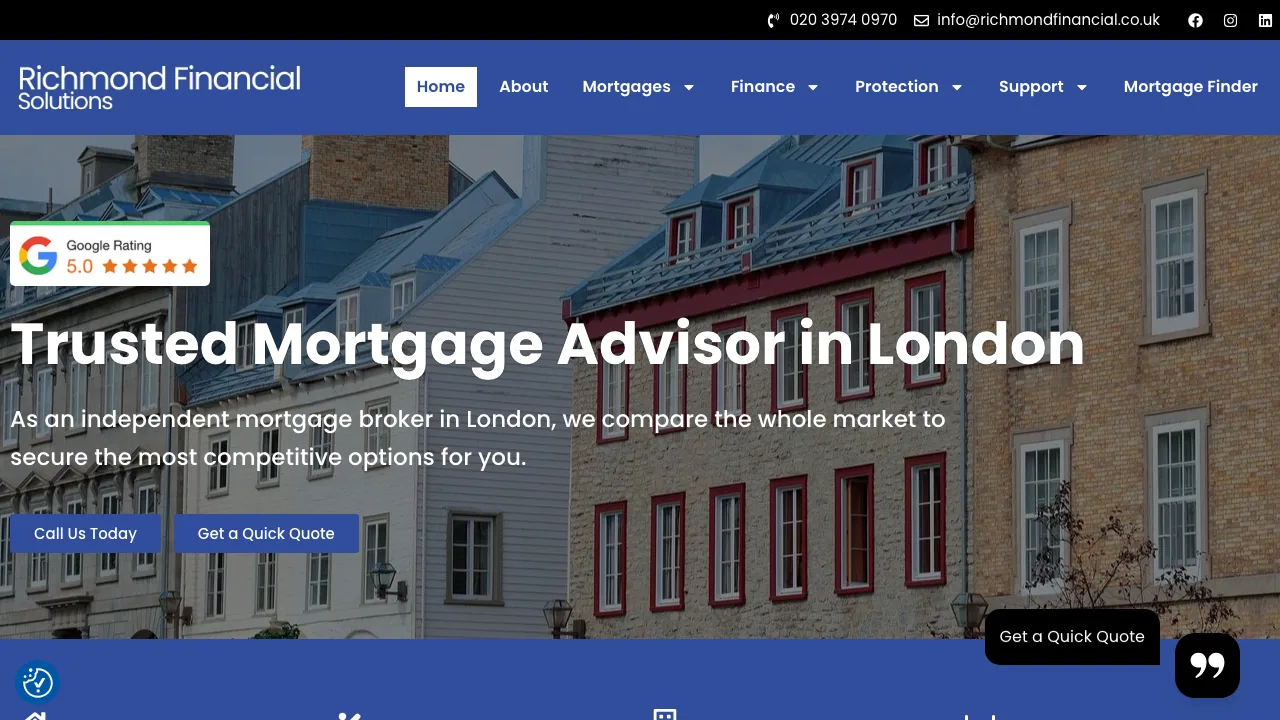 Richmond Financial Solutions | Mortgage Advisor in London website preview