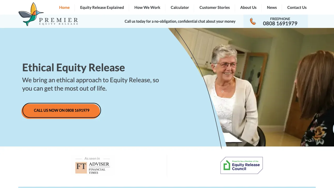 Premier Equity Release website preview