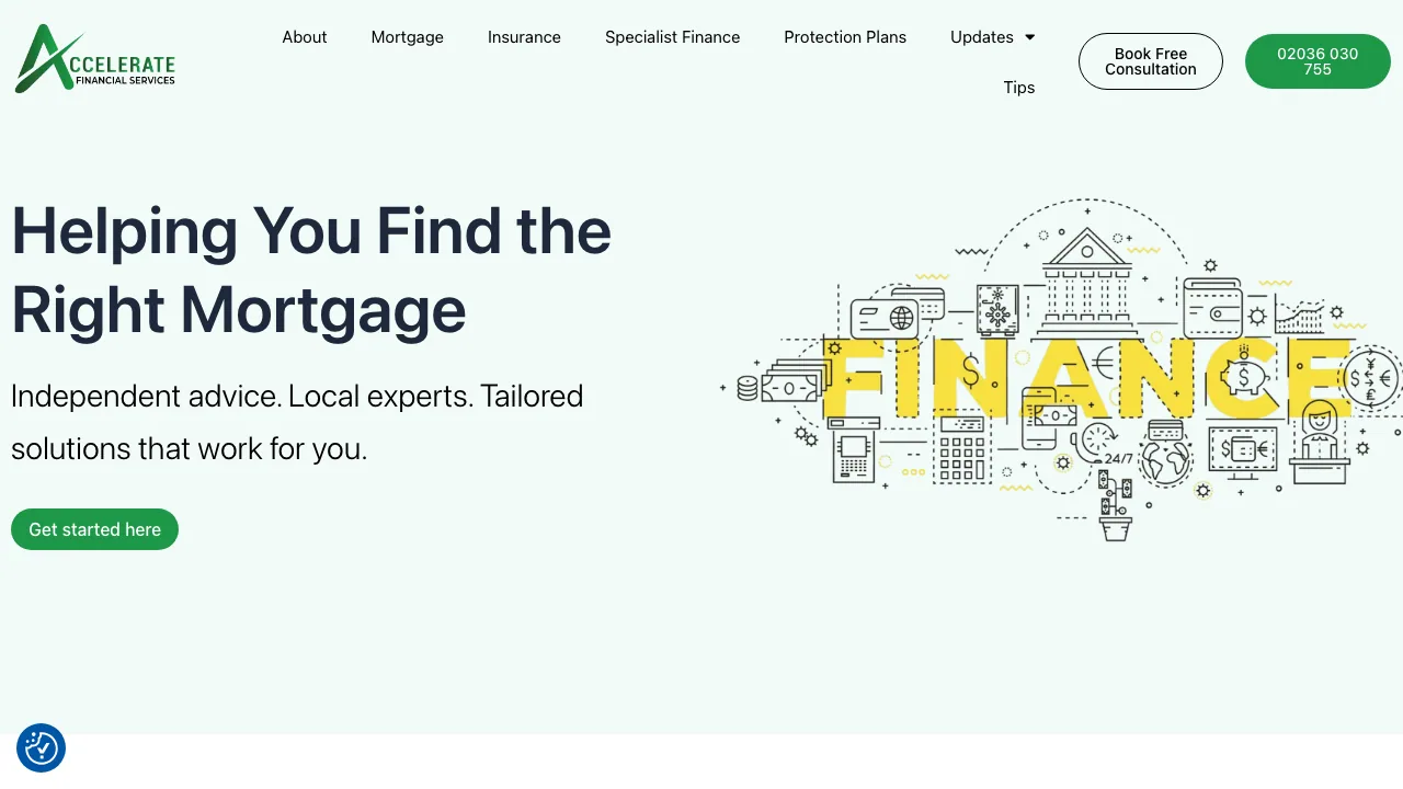 Accelerate Financial Services website preview