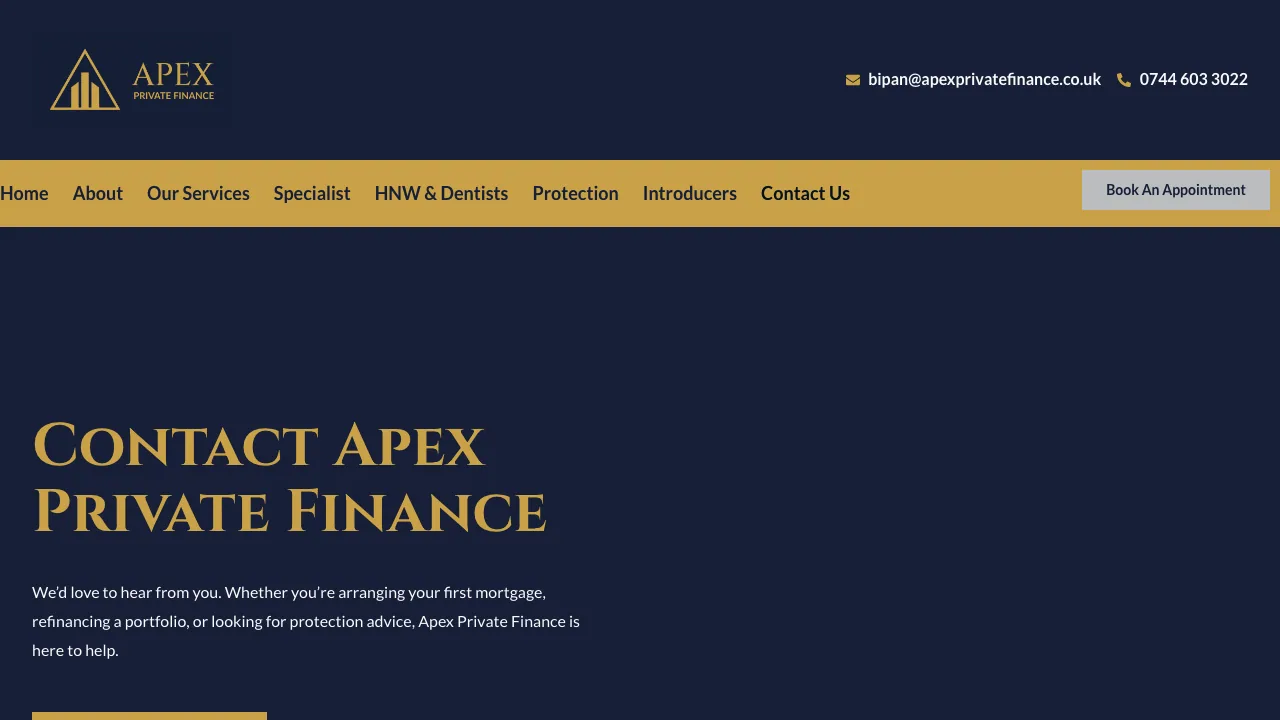 Apex Private Finance Limited website preview