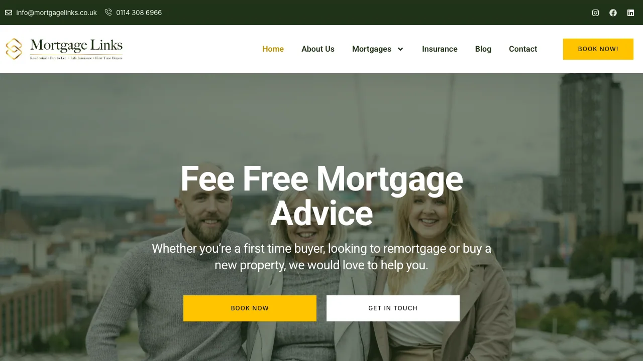 Mortgage Links- Sheffield/Chesterfield website preview