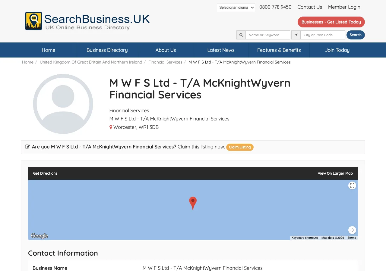 M W F S Ltd - T/A McKnightWyvern Financial Services website preview
