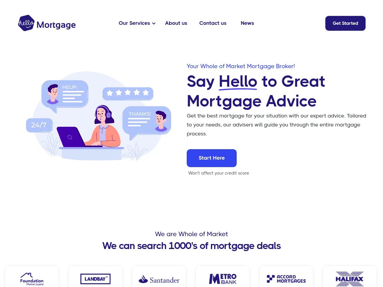 Hello Mortgage website preview