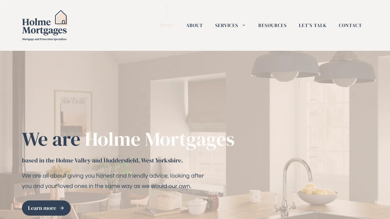 Holme Mortgages website preview