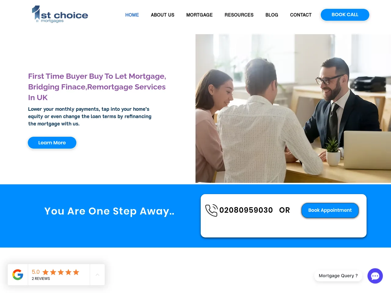 1st Choice Mortgages website preview