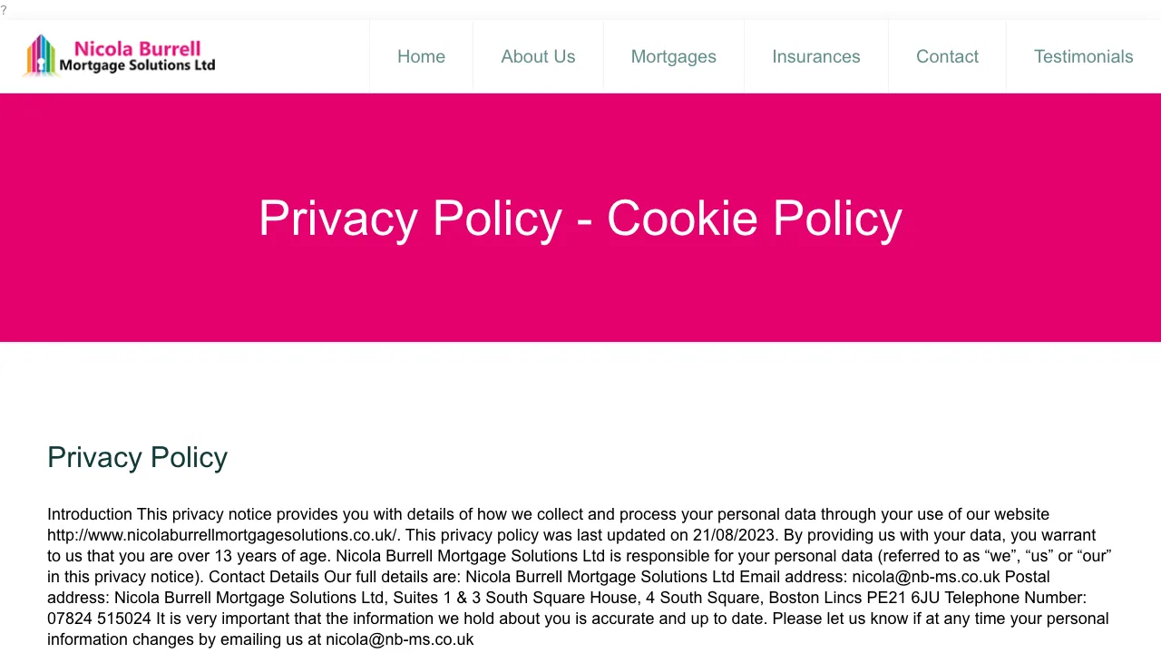 Nicola Burrell Mortgage Solutions website preview