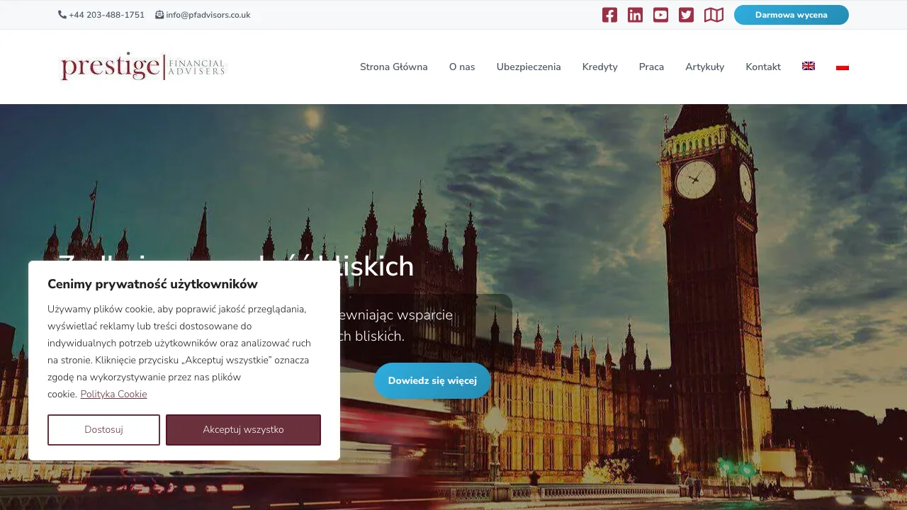 Prestige Financial Advisers Ltd | Life insurance and mortgages | Ubezpieczenia na Życie, Zdrowotne i Nieruchomości website preview