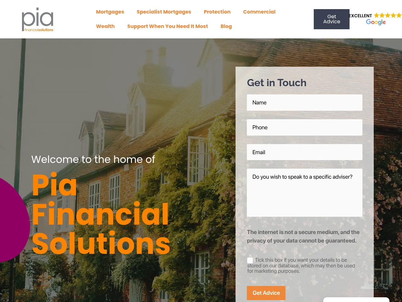 Pia Financial Solutions website preview