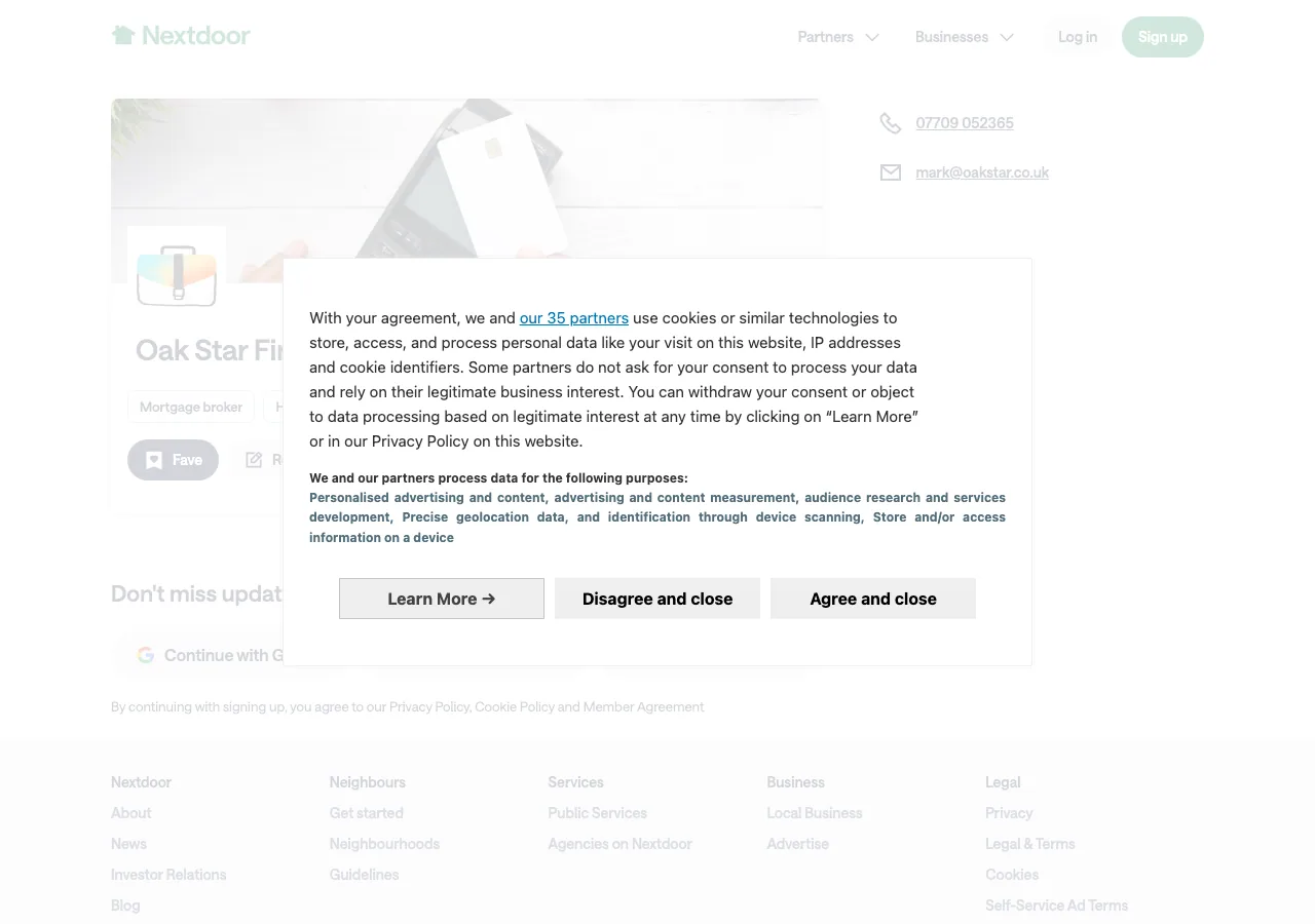 Oak Star Financial Services website preview