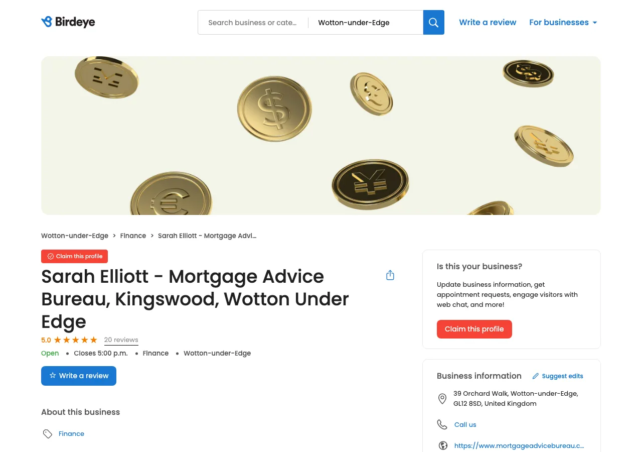 Sarah Elliott - Mortgage Advice Bureau, Kingswood, Wotton Under Edge website preview
