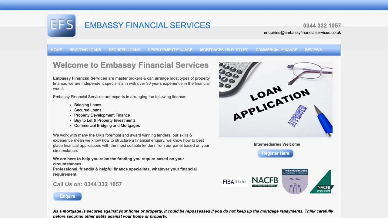 Embassy Financial Services website preview