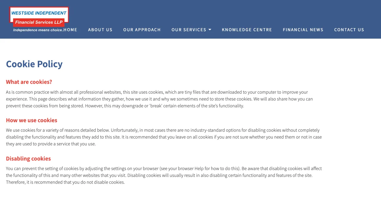 Westside Independent Financial Services LLP website preview