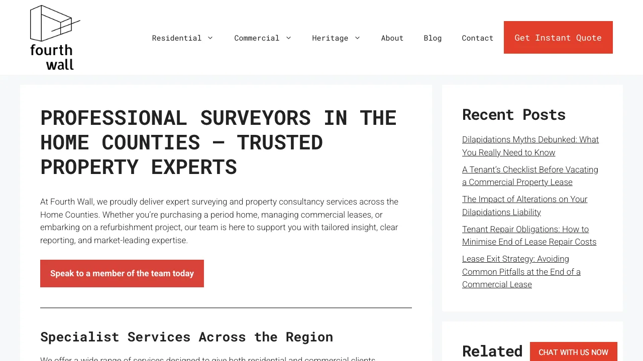 Fourth Wall Building Consultancy - Sheffield website preview