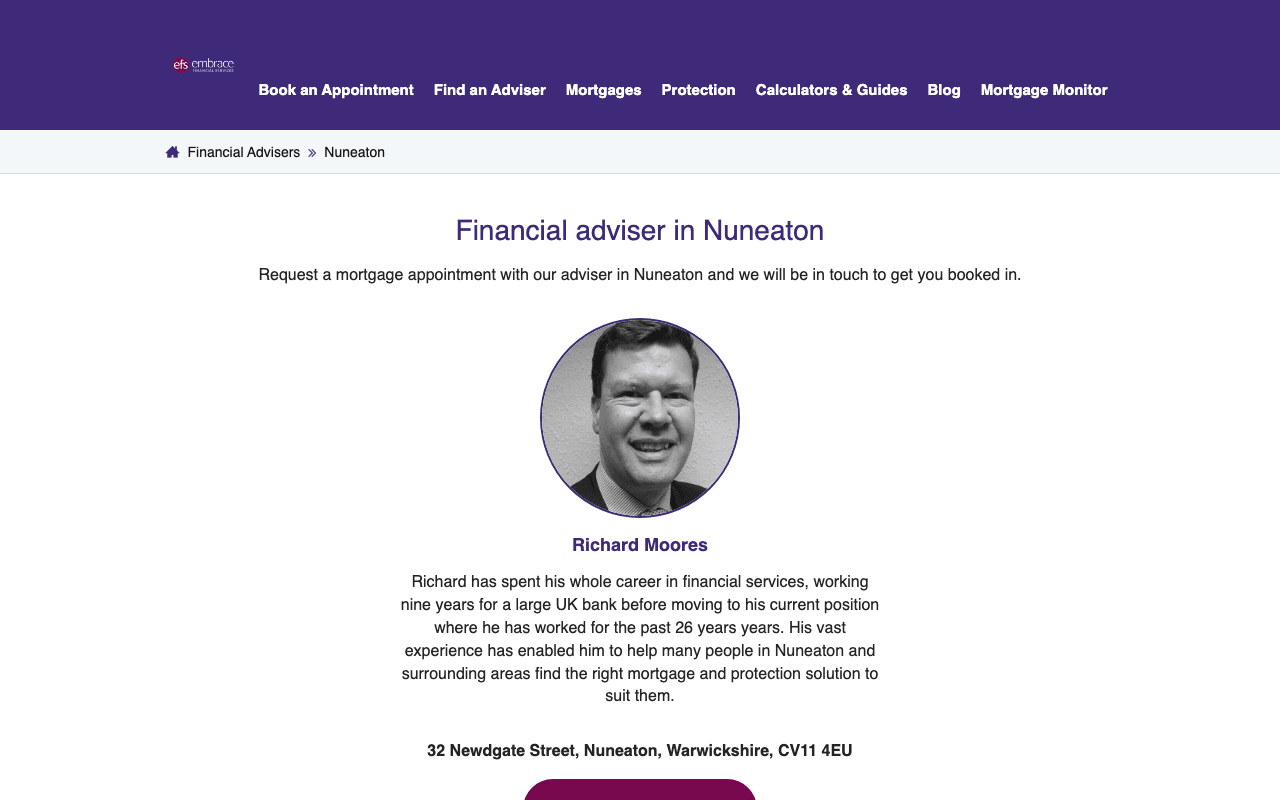 Embrace Financial Services - Nuneaton website preview