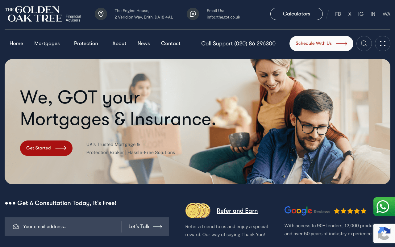 The Golden Oak Tree Financial Advisers website preview