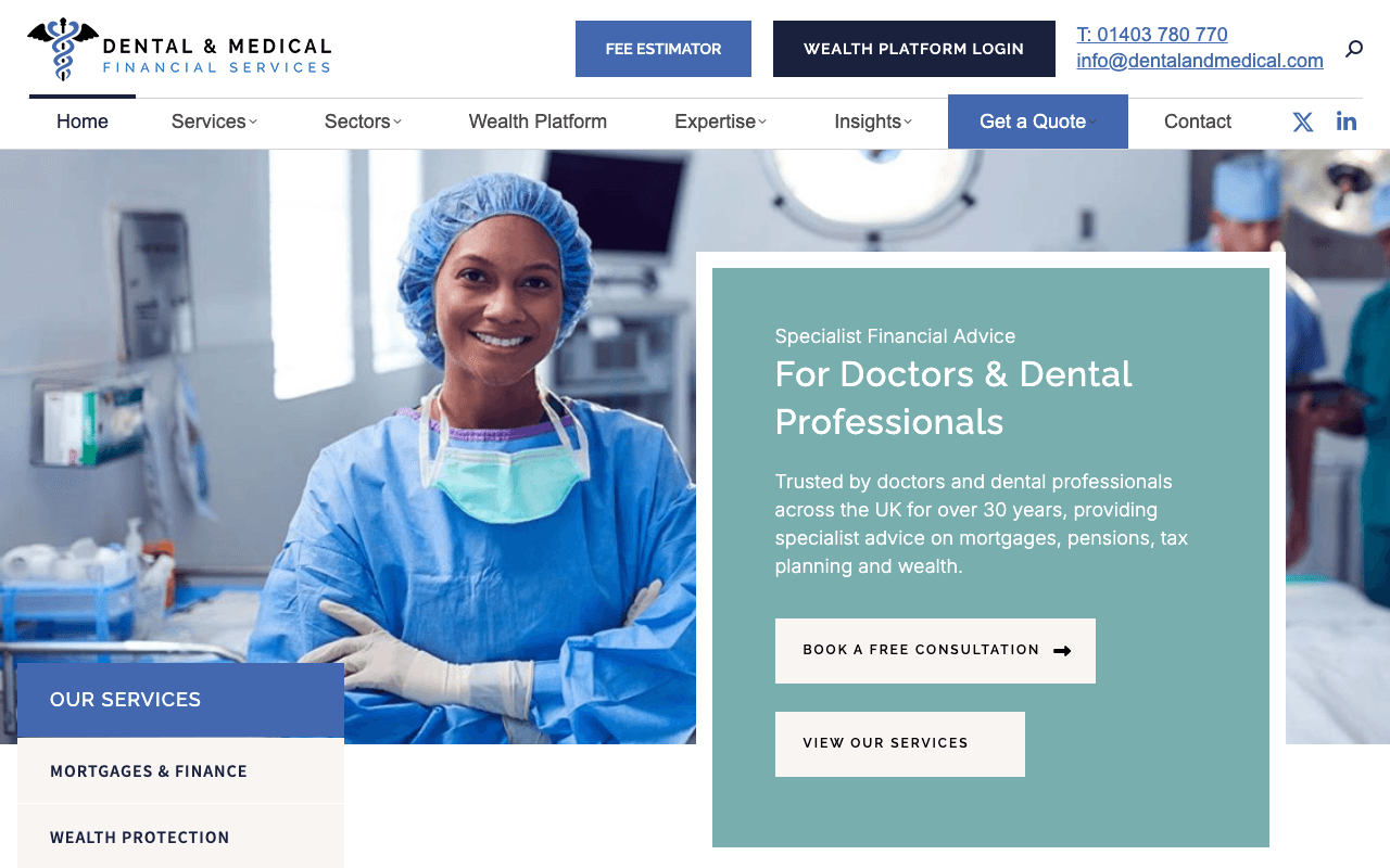 Medics Financial Services website preview