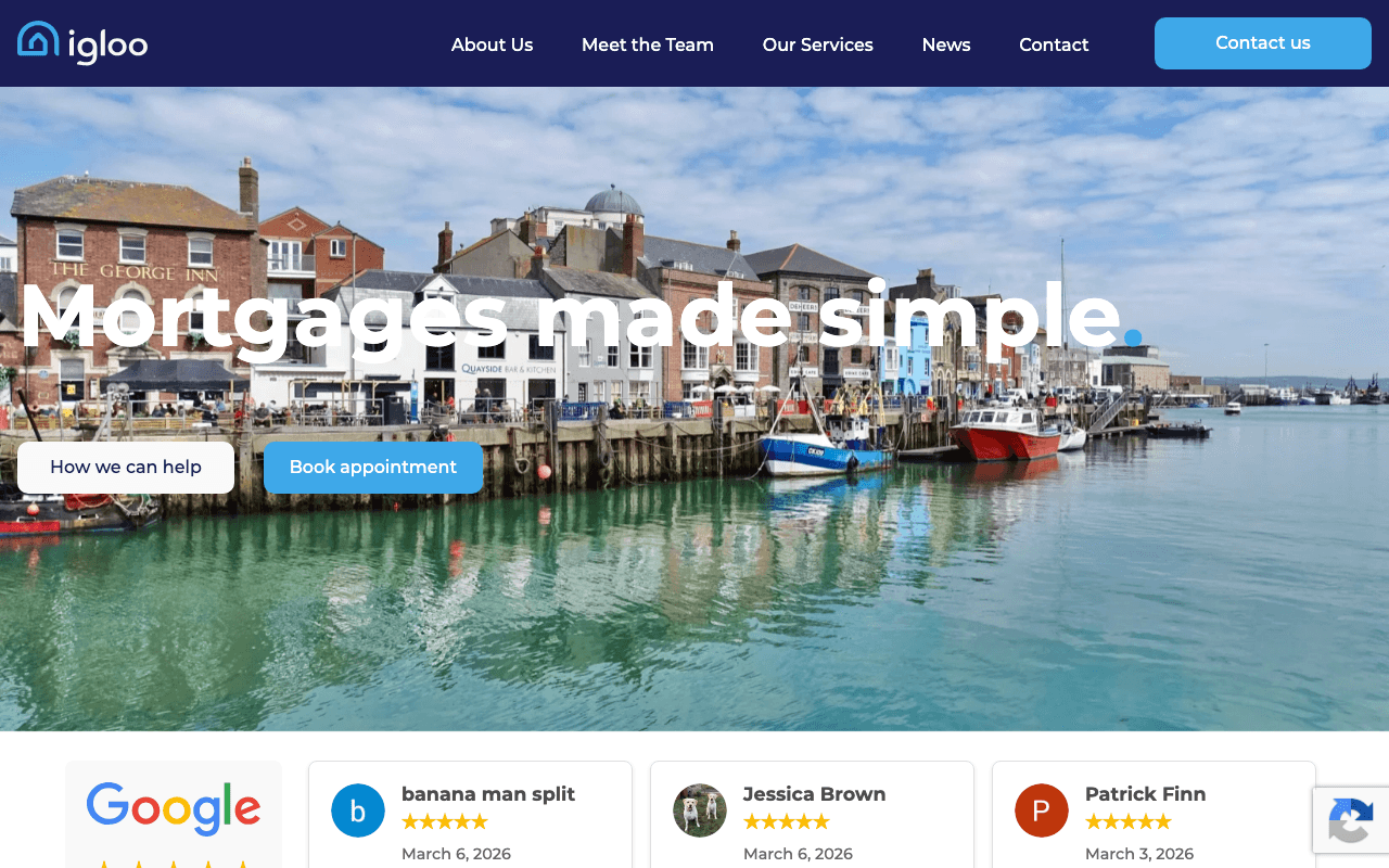 Igloo Mortgage Swanage website preview