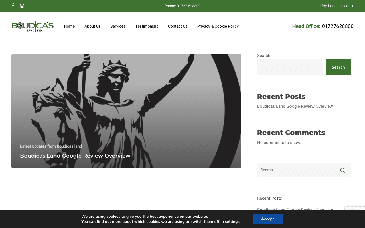 Boudicas Land LTD website preview