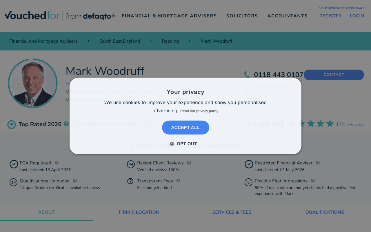 Mark Woodruff - Chartered Financial Planner website preview