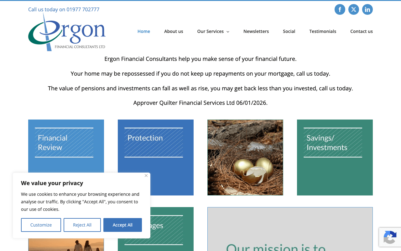 Ergon Financial Consultants Limited website preview