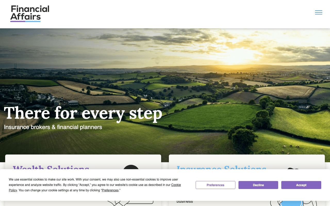 Financial Affairs | Insurance Brokers & Financial Planners | Burnley website preview